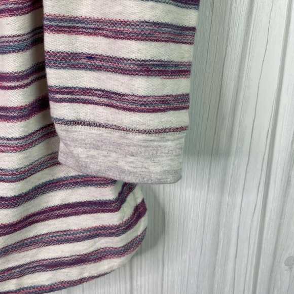 T by Talbots Top Button Back Striped Long Sleeve Size M Heather - Picture 4 of 10